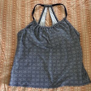 Kona Sol Navy and White Geometric Tankini Top